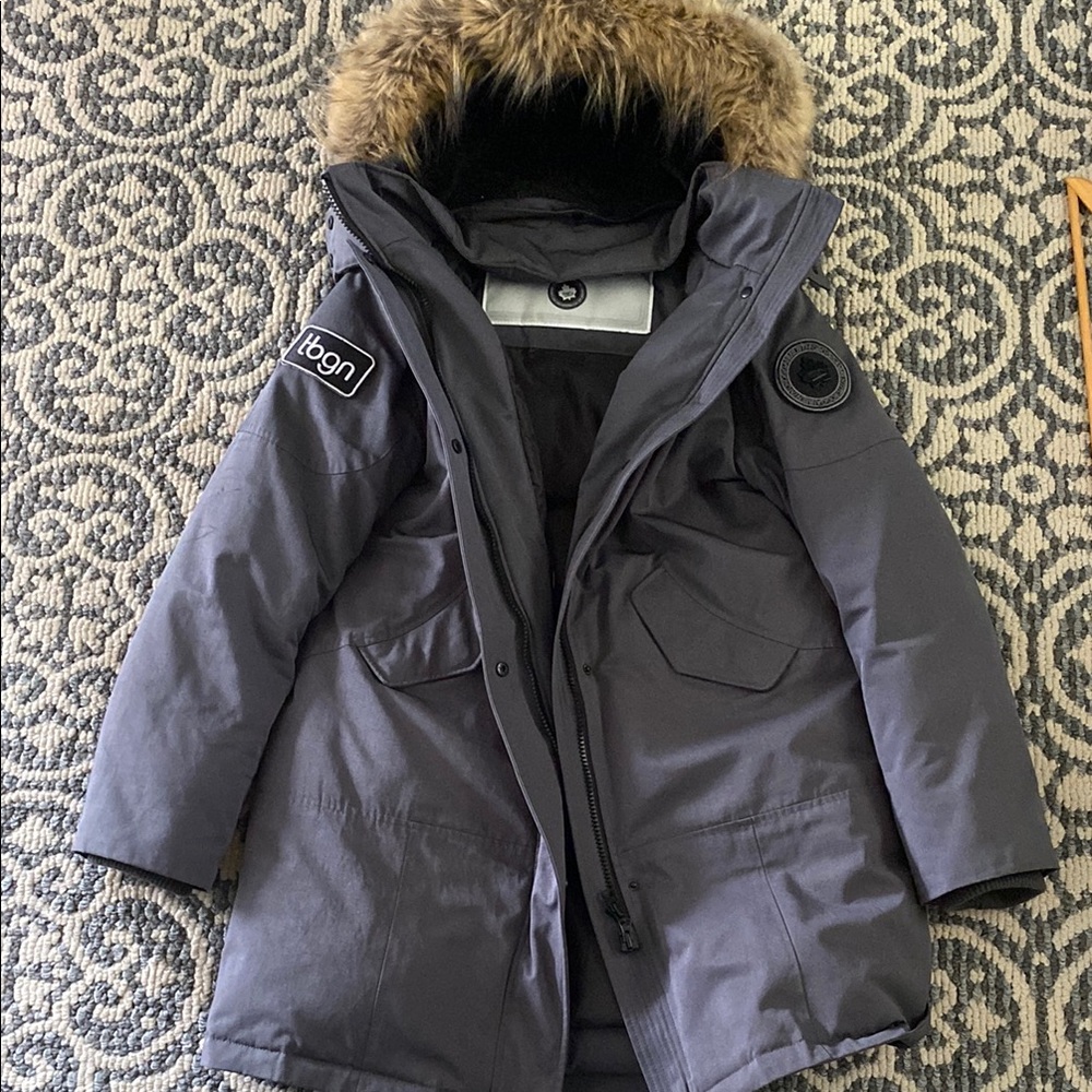 Gray Parka with Fur Hood
